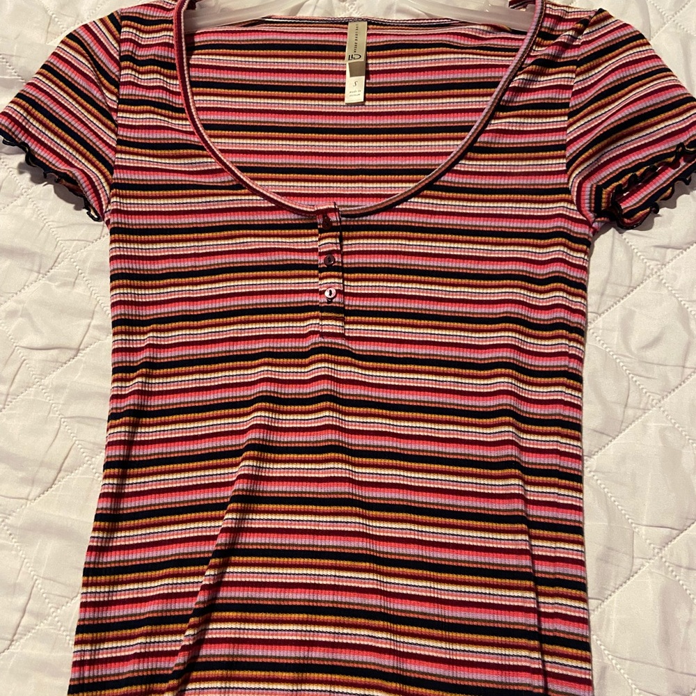 Aero Stripped Pink Short Sleeve T-Shirt